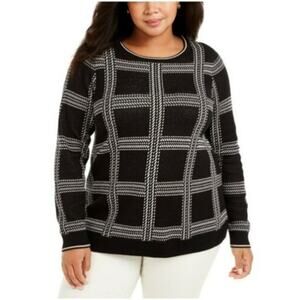 NEW Charter Club Metallic Plaid Black Sweater Women's Plus Size 0X